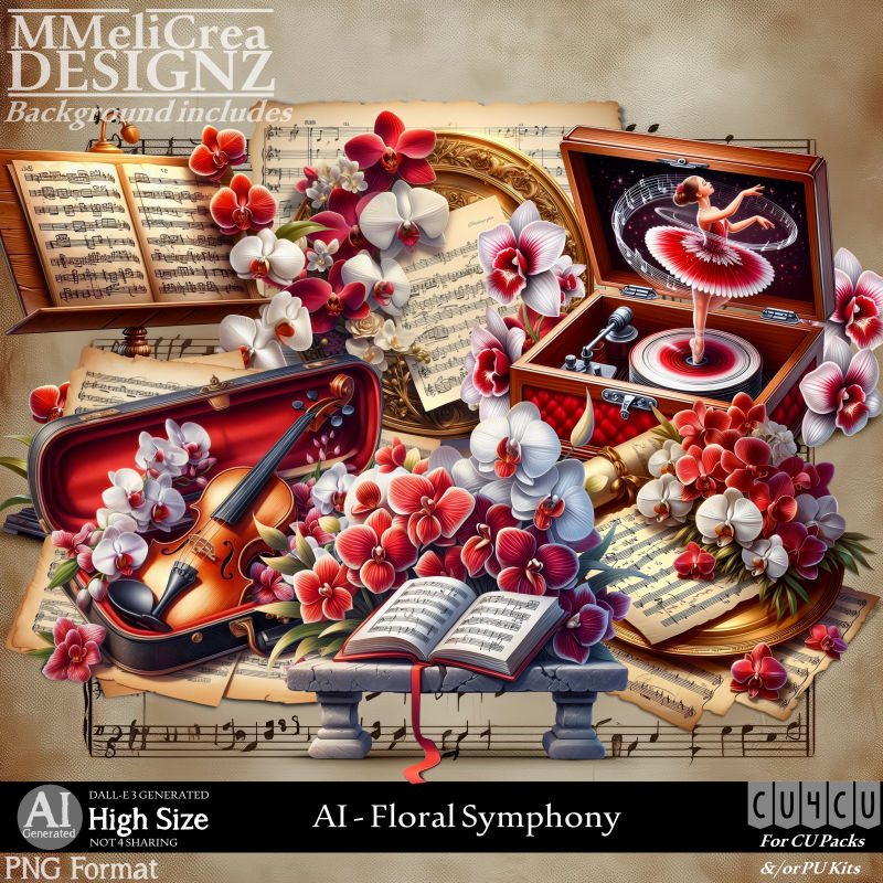 AI - CU4CU - Floral Symphony (CU4CU/PNG)